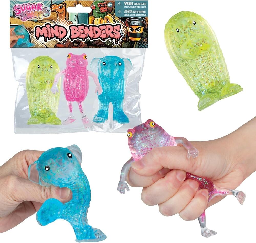 🔥ORB Sugar Swaps Mind Benders 3 Pk Glitter Squishies Yellow Blue Pink BNWT🔥